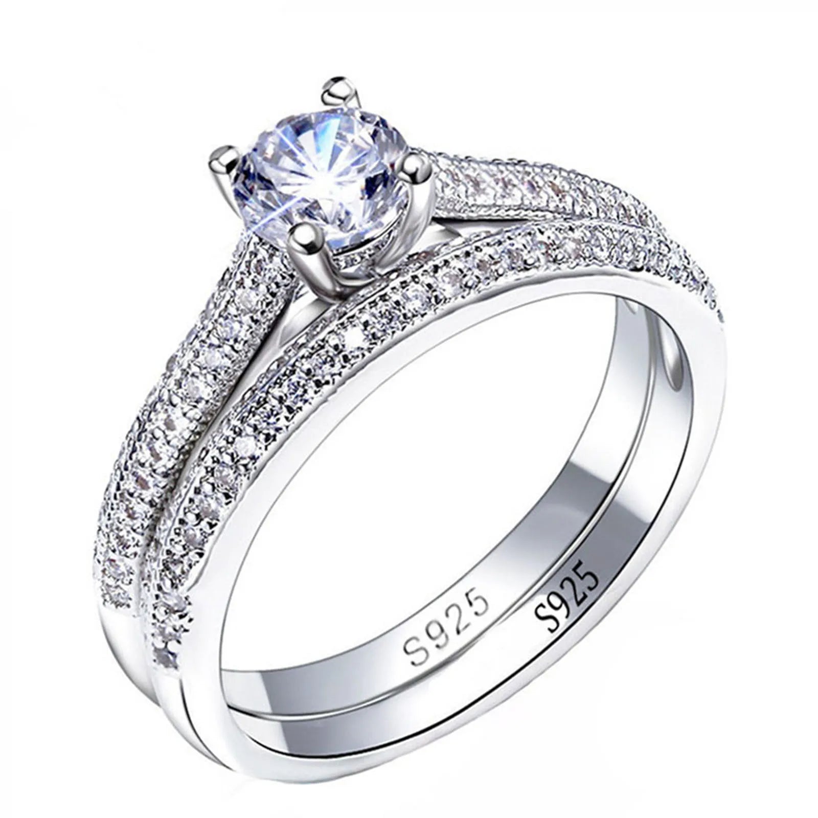 bague duo halo vintage argent