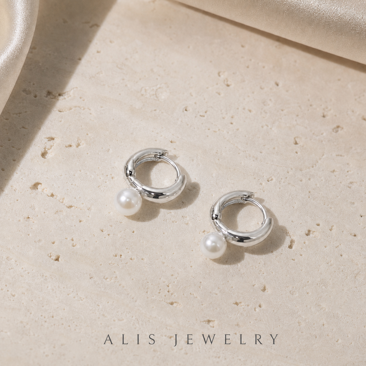 Boucles d'oreilles anneau perlé argent 925
