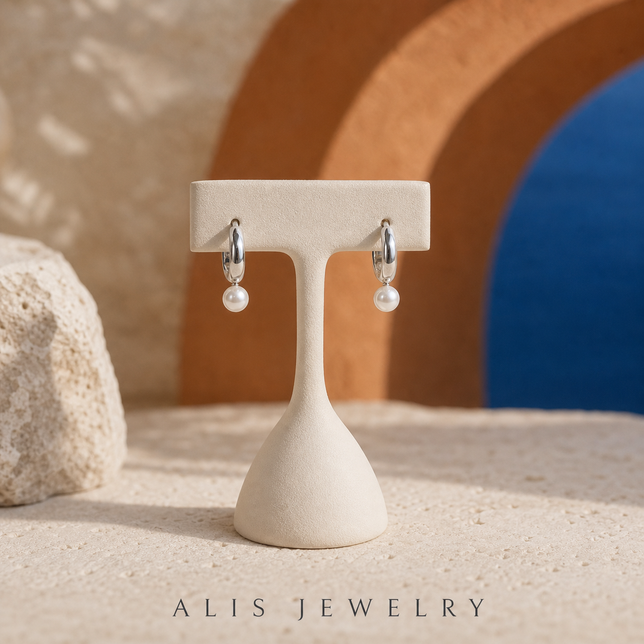 Boucles d'oreilles anneau perlé argent 925