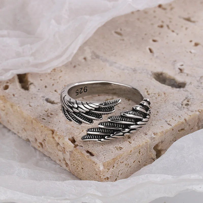 Bague plume d'ange ajustable argent 925