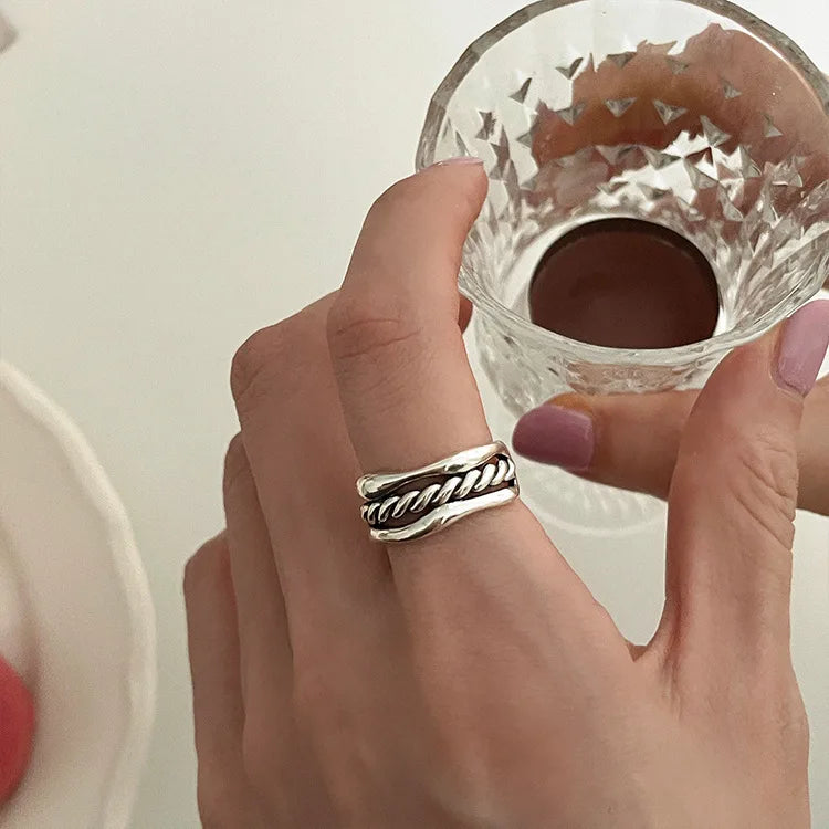 Bague tressée ajustable argent 925
