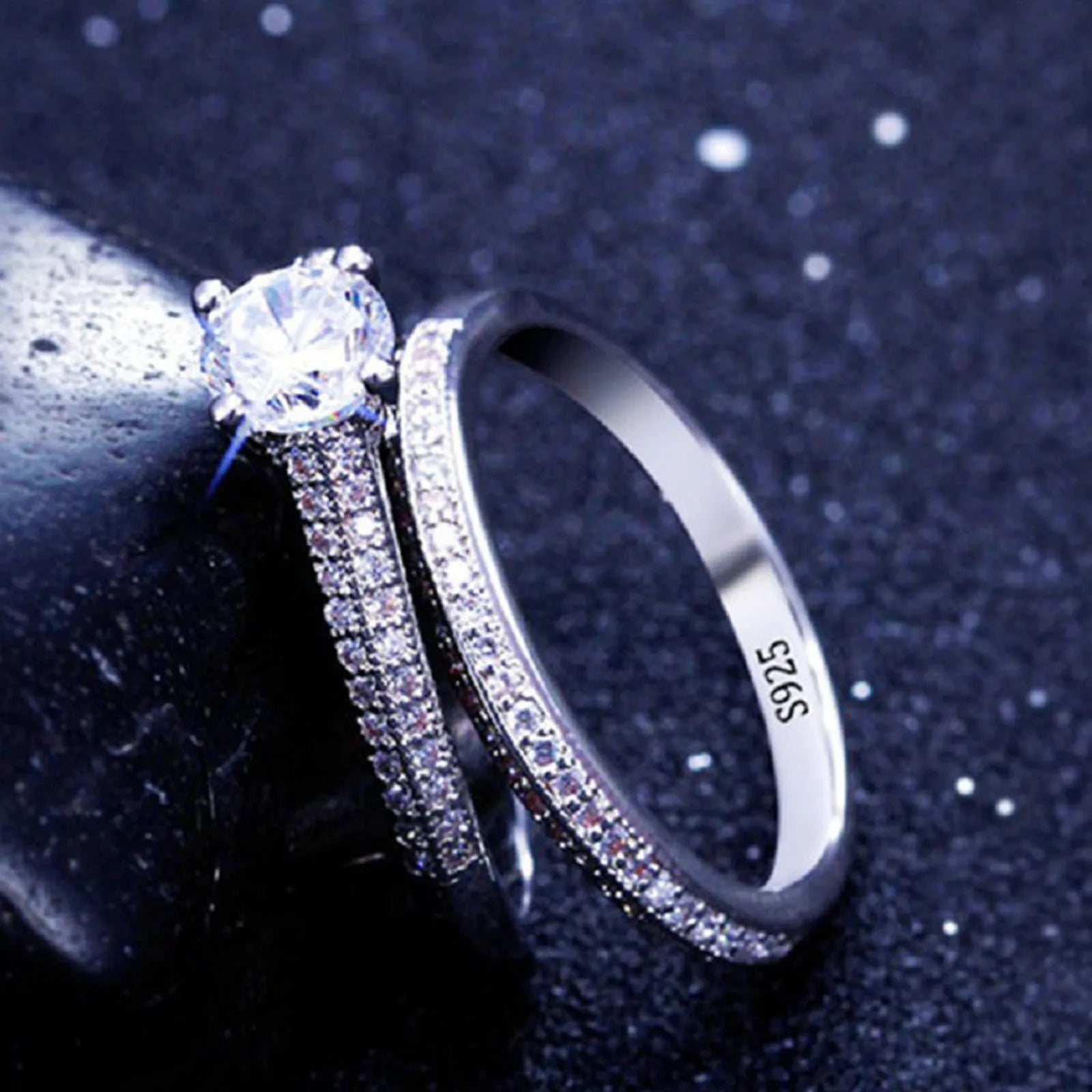 bague duo halo vintage argent