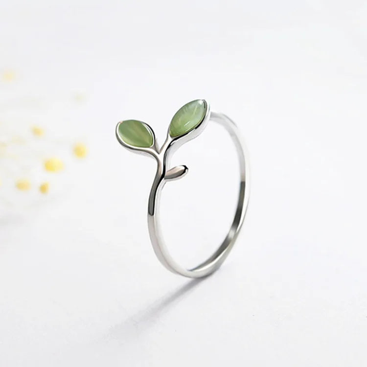 Bague feuillage ajustable argent 925