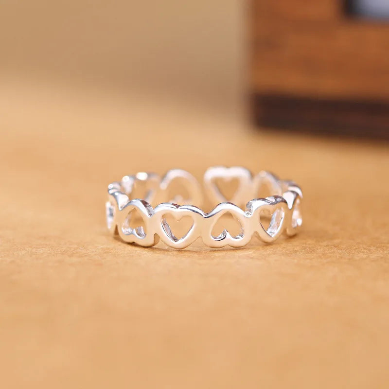 Bague cœur ajustable argent 925