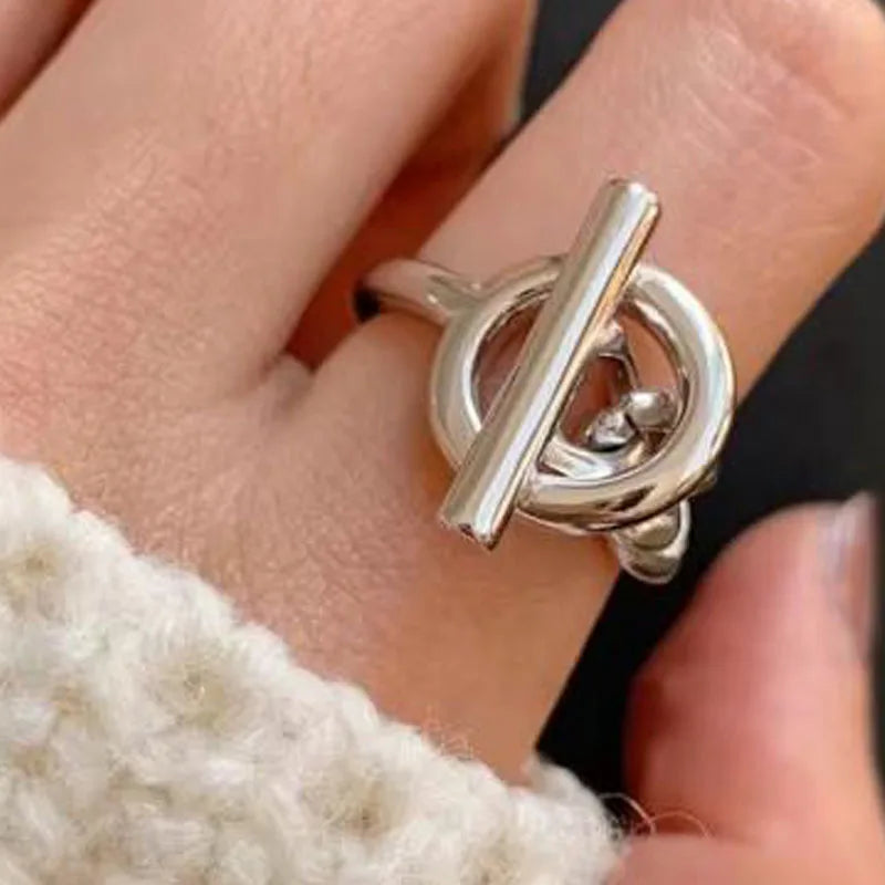 Bague chaîne géométrique ajustable argent 925