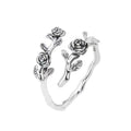 Bague branche de rose argent 925