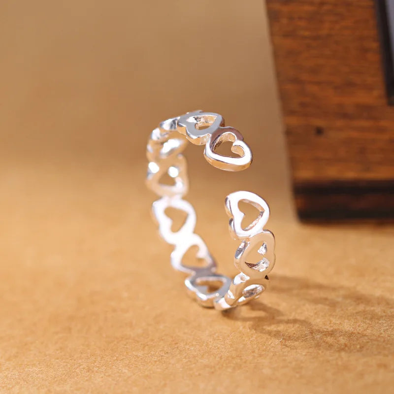 Bague cœur ajustable argent 925
