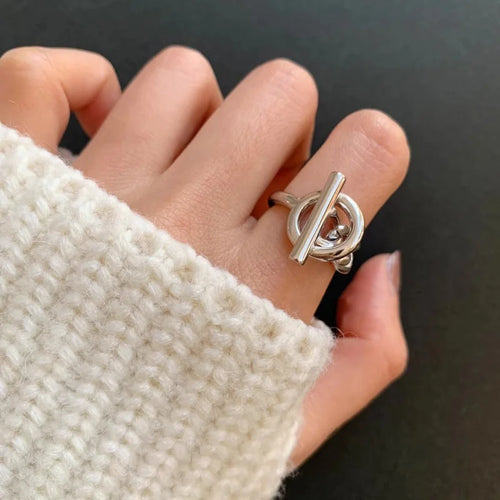 925 Silver Adjustable Chain Link Ring