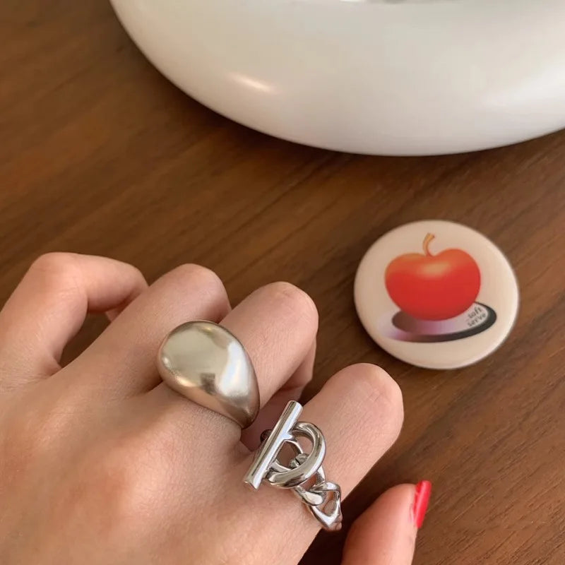Bague chaîne géométrique ajustable argent 925