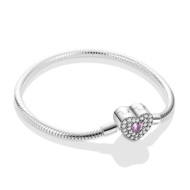Silver Zircon Heart Bracelet