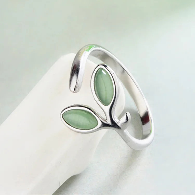 Bague feuillage ajustable argent 925