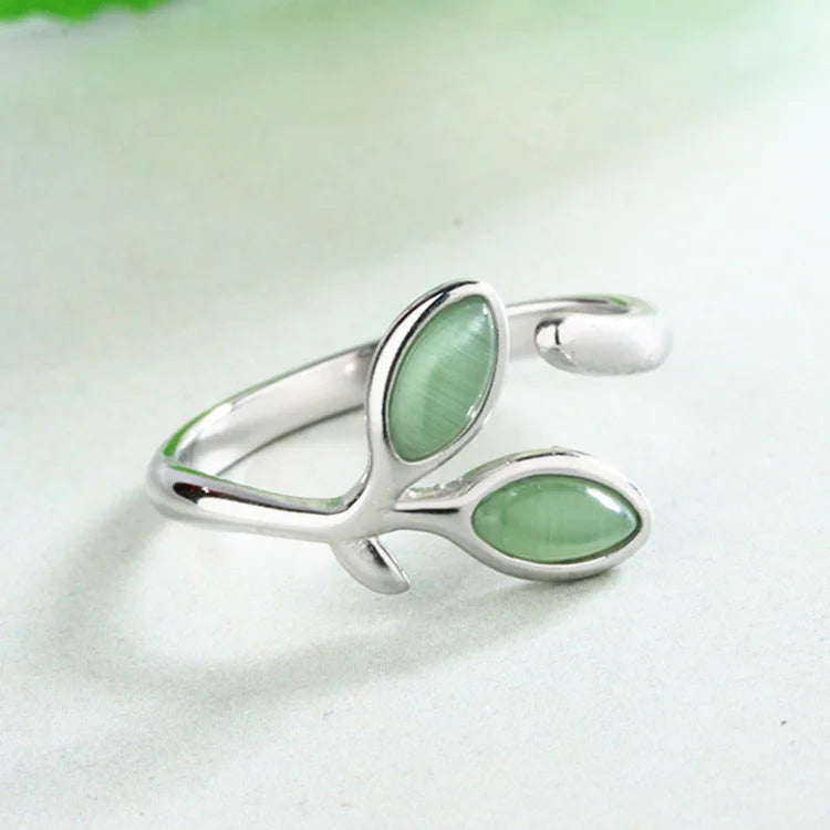 Bague feuillage ajustable argent 925