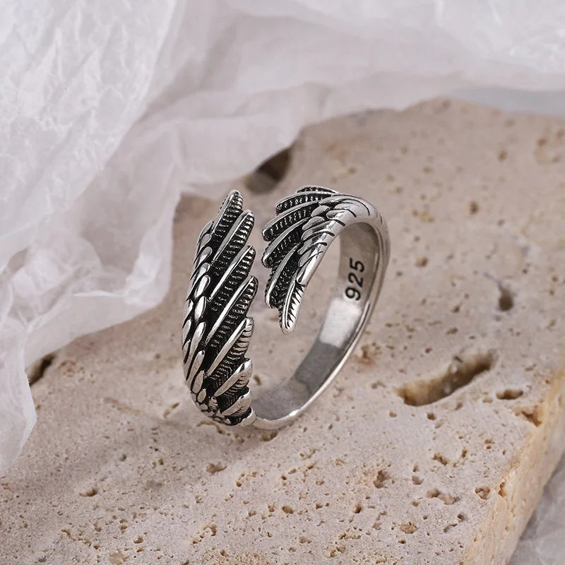 Bague plume d'ange ajustable argent 925