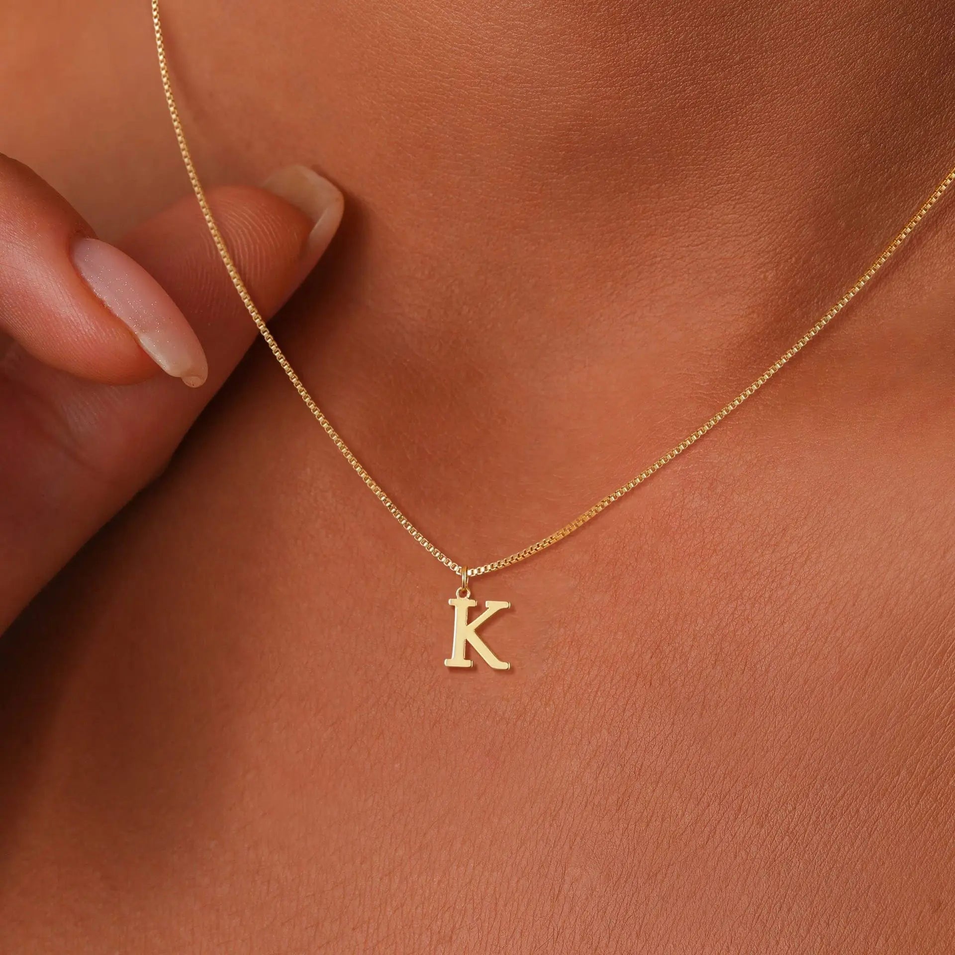 Collier initiale plaqué or 18K personnalisé — lettre A à Z