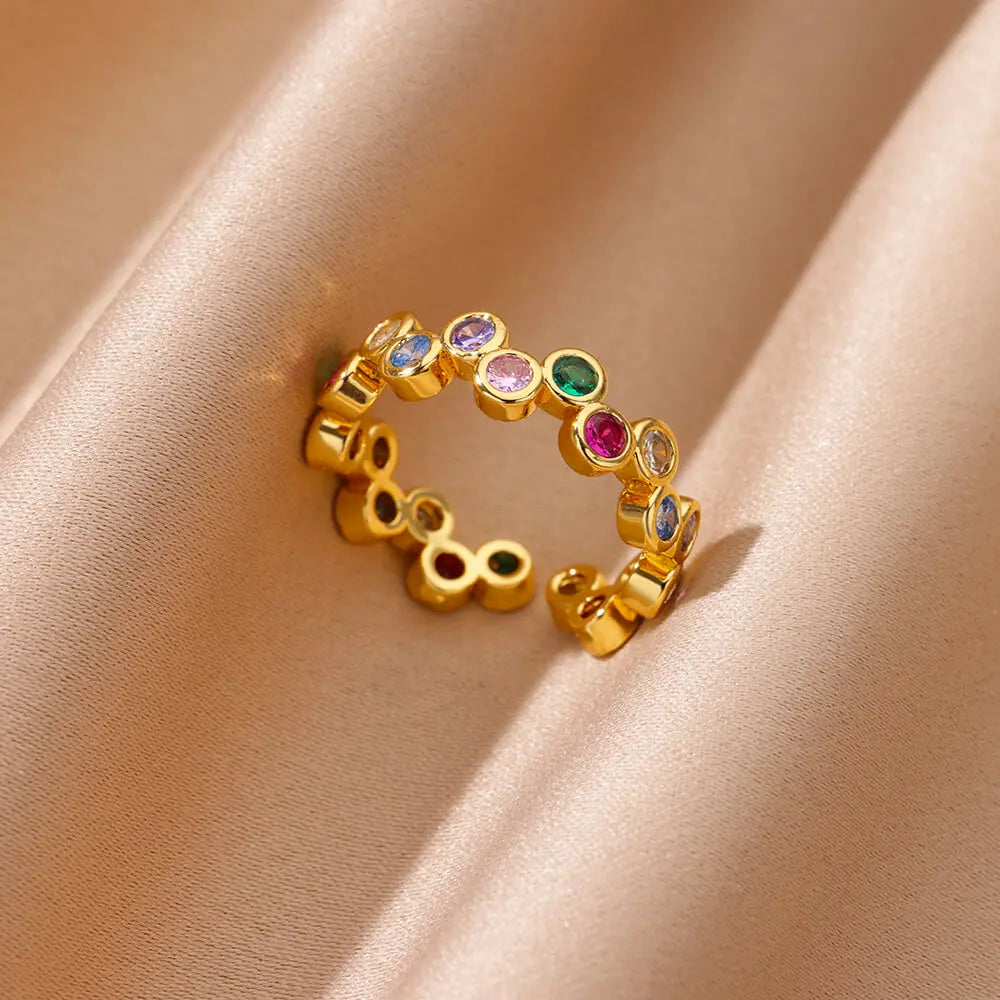 Gold Zircon Heart Ring