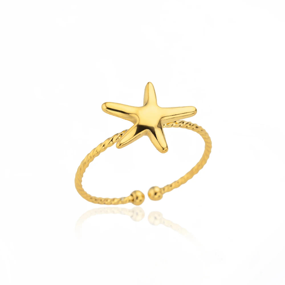 Gold Sun, Heart & Star Ring