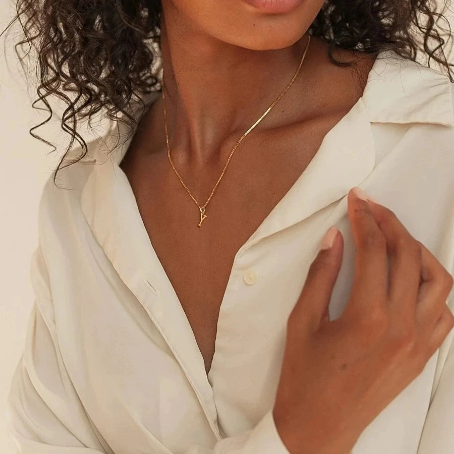 Collier initiale plaqué or 18K personnalisé — lettre A à Z