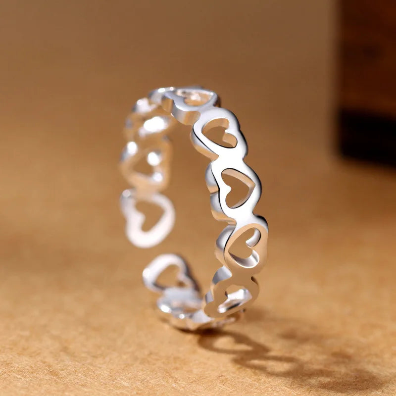 Bague cœur ajustable argent 925