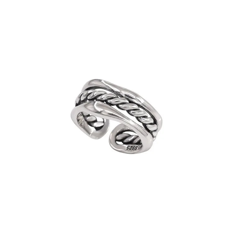 Bague tressée ajustable argent 925