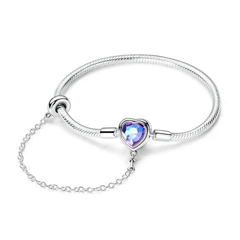 Silver Zircon Heart Bracelet
