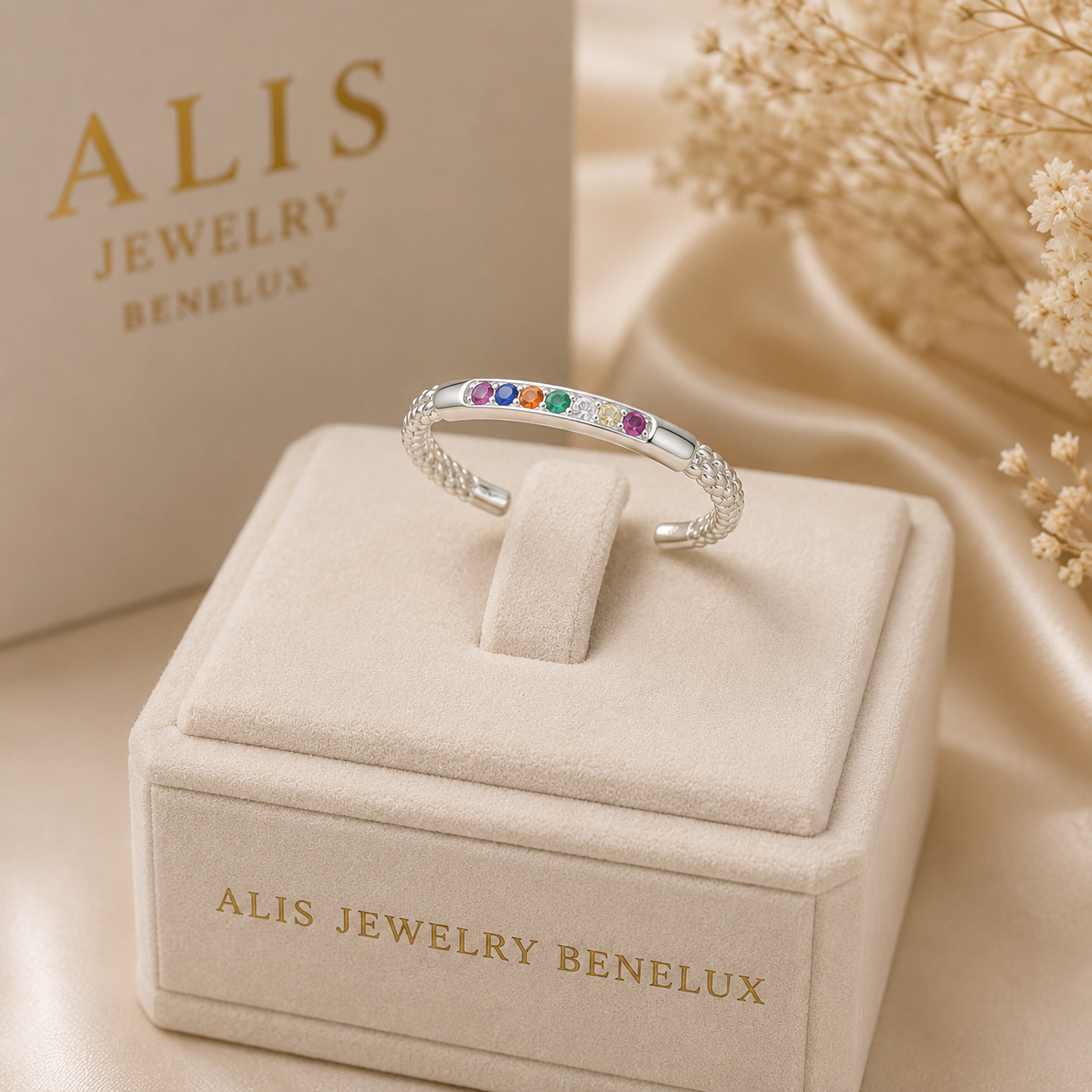 925 Silver Adjustable Color Zircon Ring