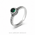 Bague argent 925 zircon vert