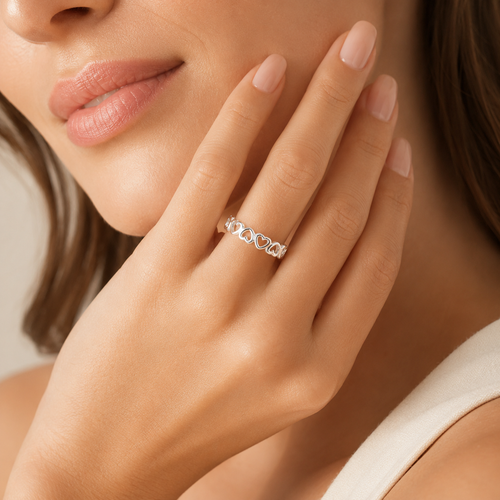 925 Silver Adjustable Heart Ring