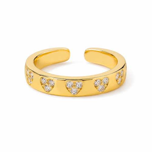 Gold Zircon Heart Ring