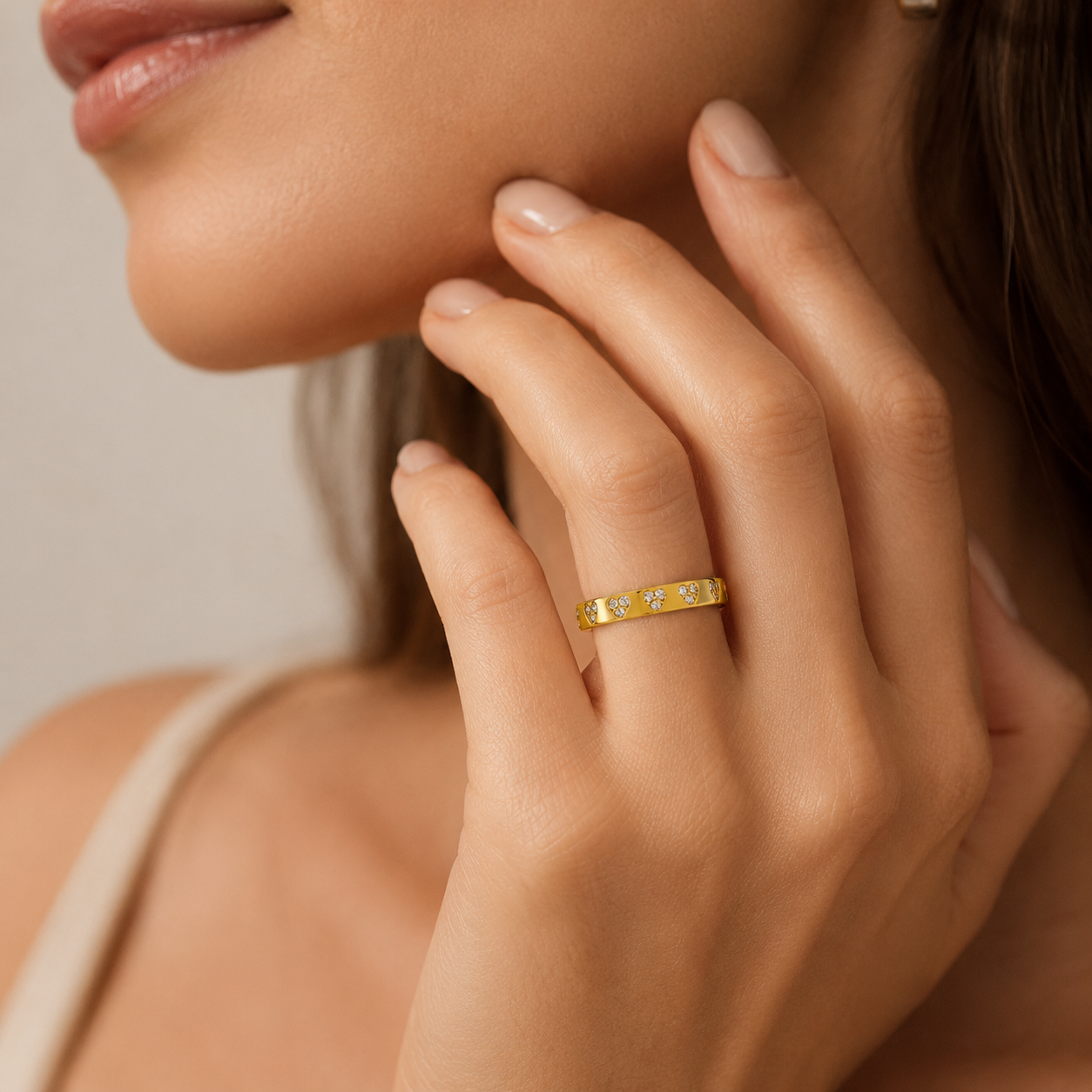 Gold Zircon Heart Ring