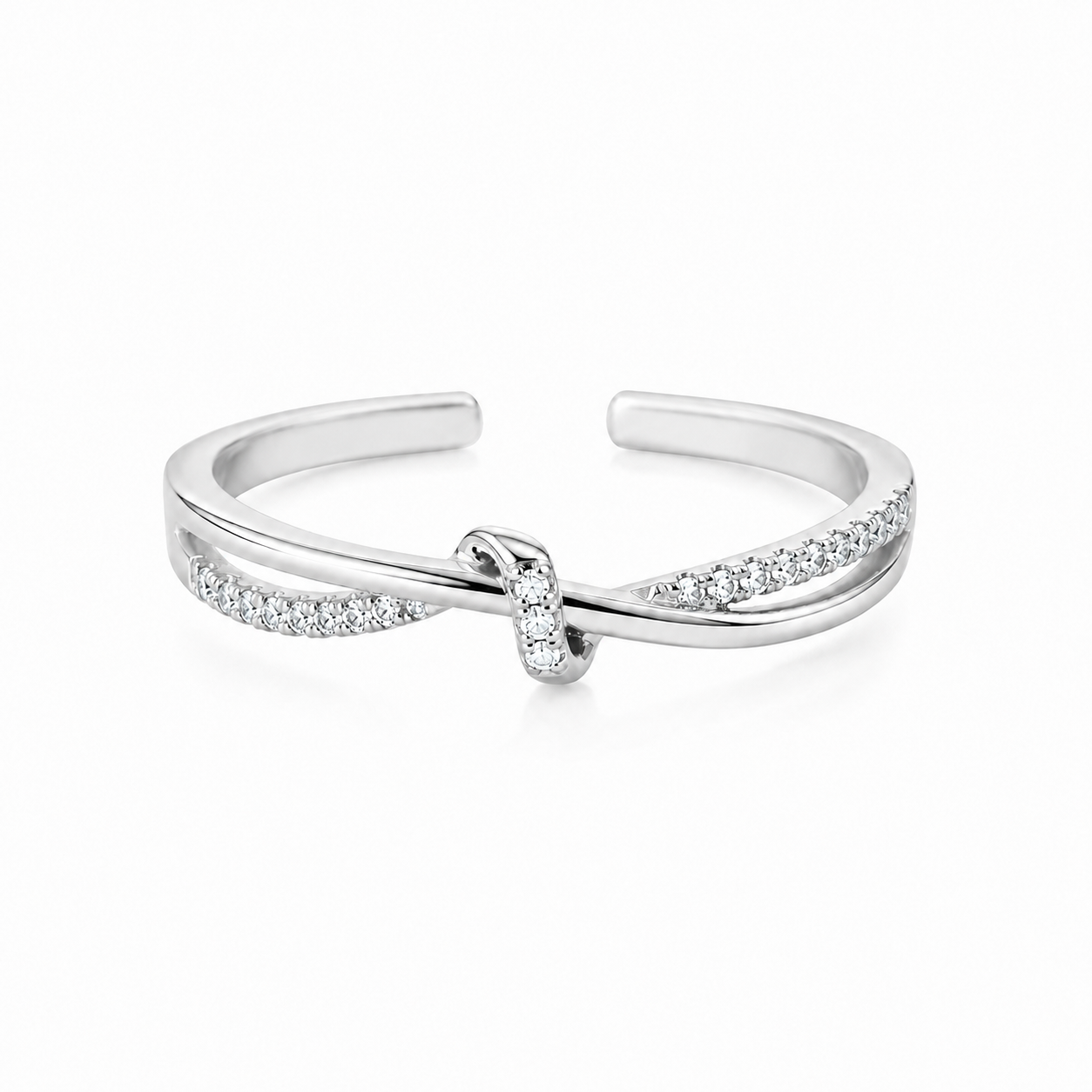 Bague croisée nouée zircon argent 925