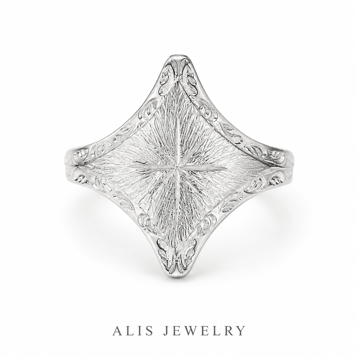 925 Silver Matte Star Ring