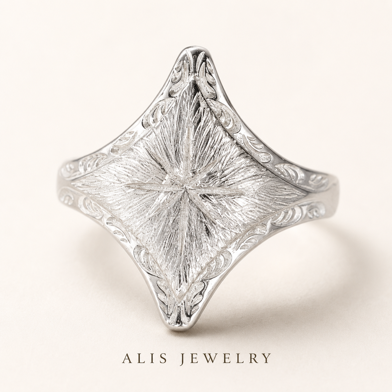 925 Silver Matte Star Ring