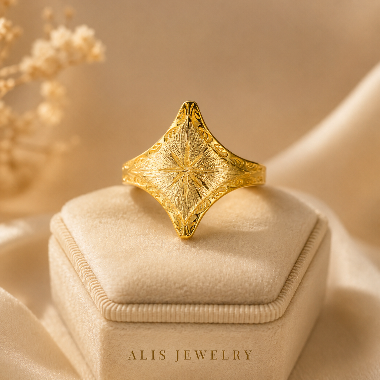 Bague étoile sablée argent 925
