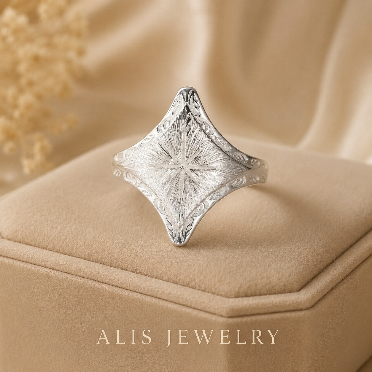 925 Silver Matte Star Ring