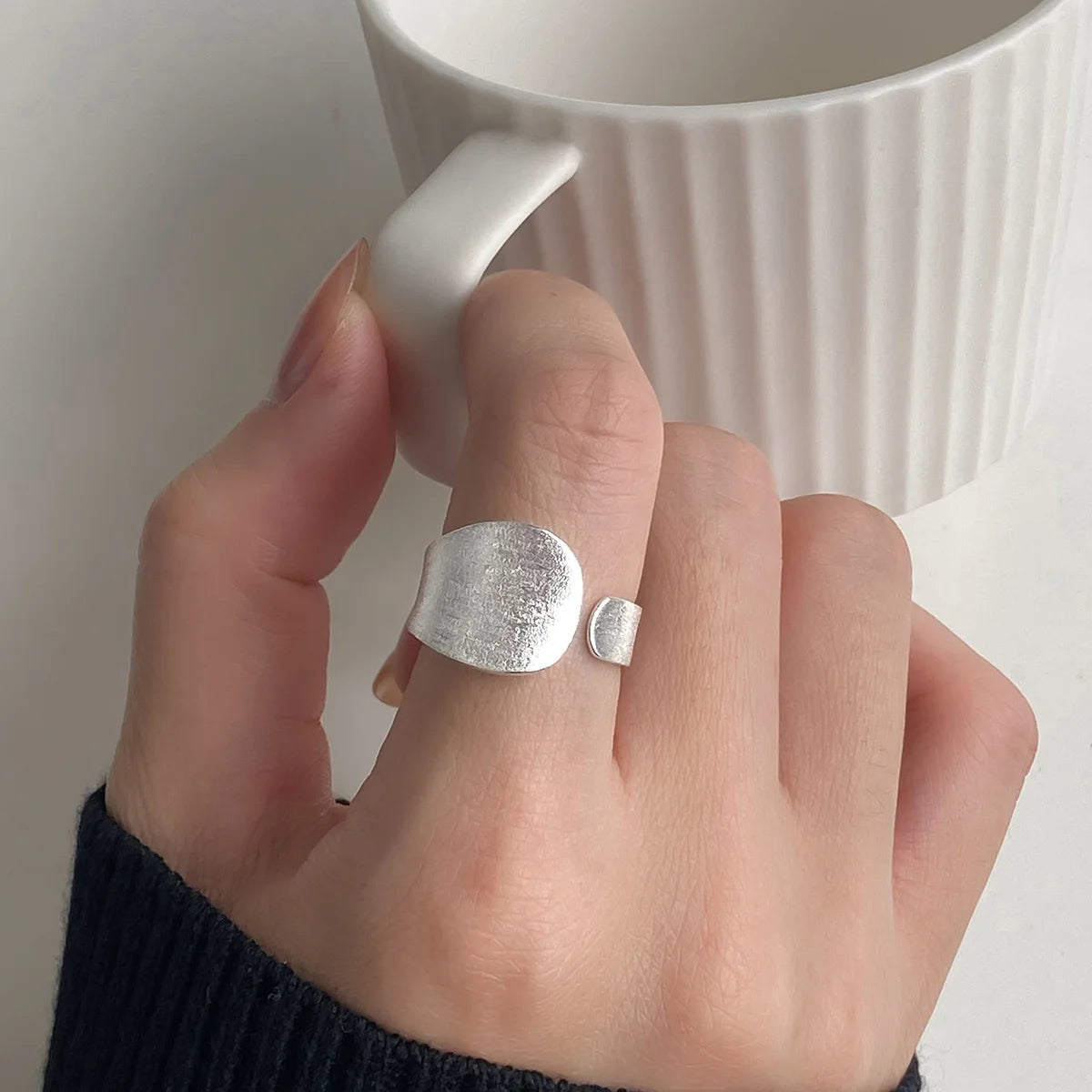 925 Silver Adjustable Matte Ring