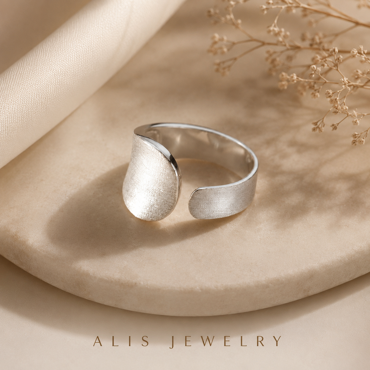 925 Silver Adjustable Matte Ring