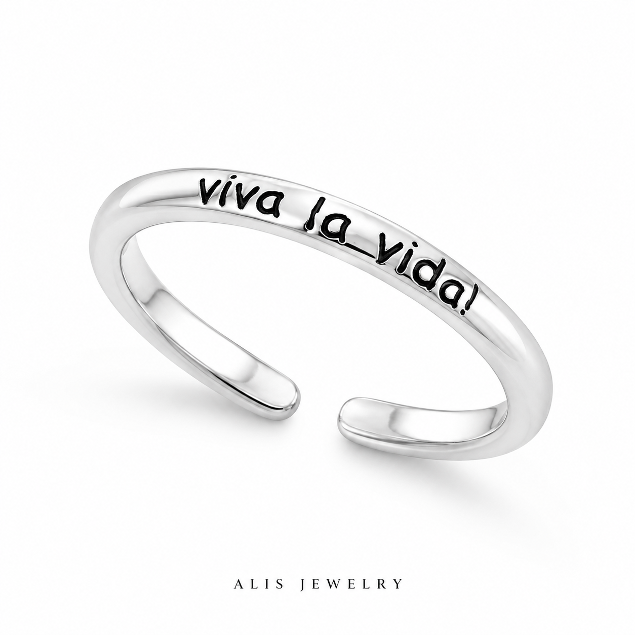 925 Silver Adjustable Letter Ring