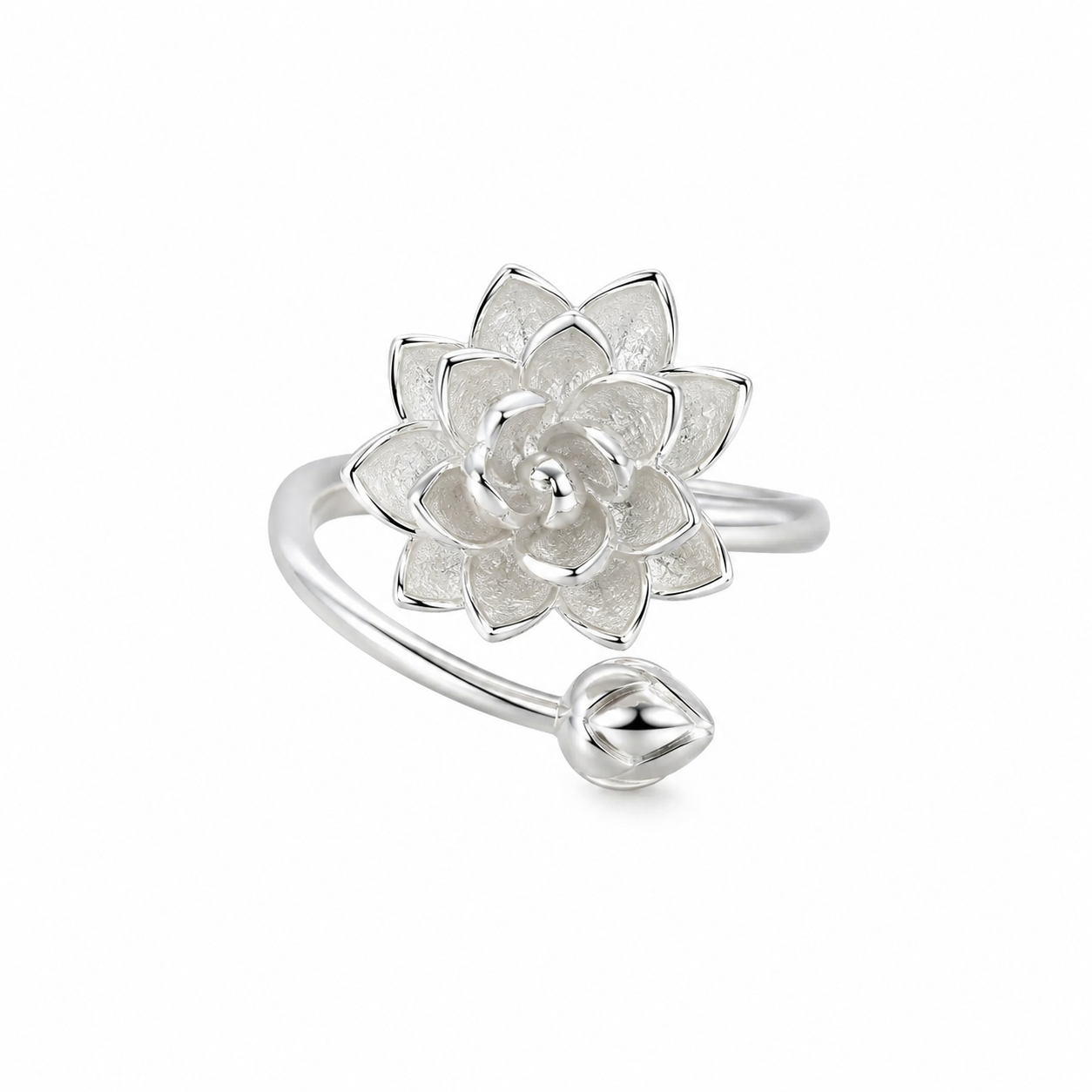 Bague lotus ajustable argent 925