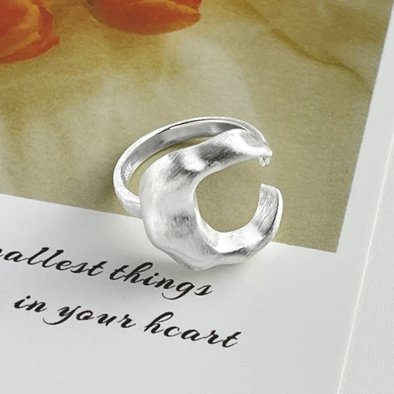 Bague lune ouverte mate argent 925