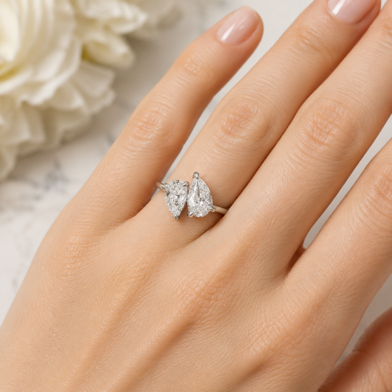 Bague de mariage fine — Zircon goutte argent 925