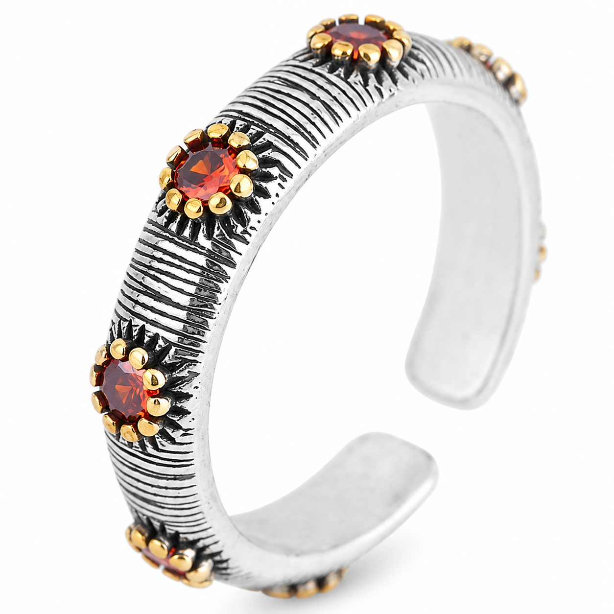 925 Silver Zircon Flower Ring