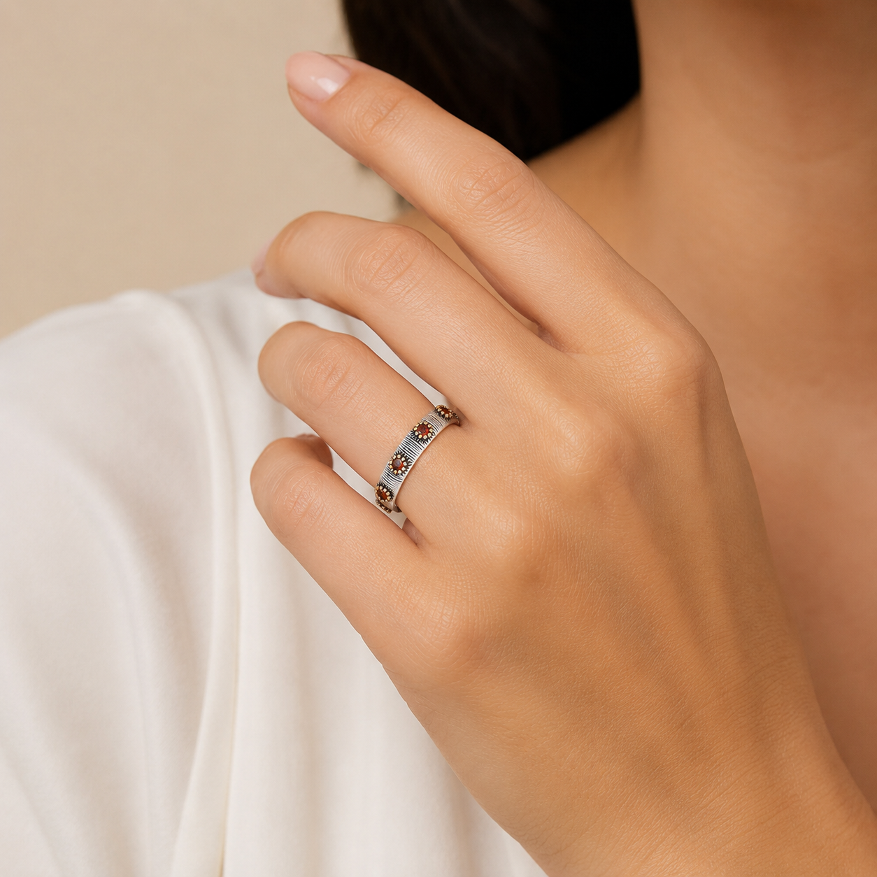Bague fleur zircon argent 925