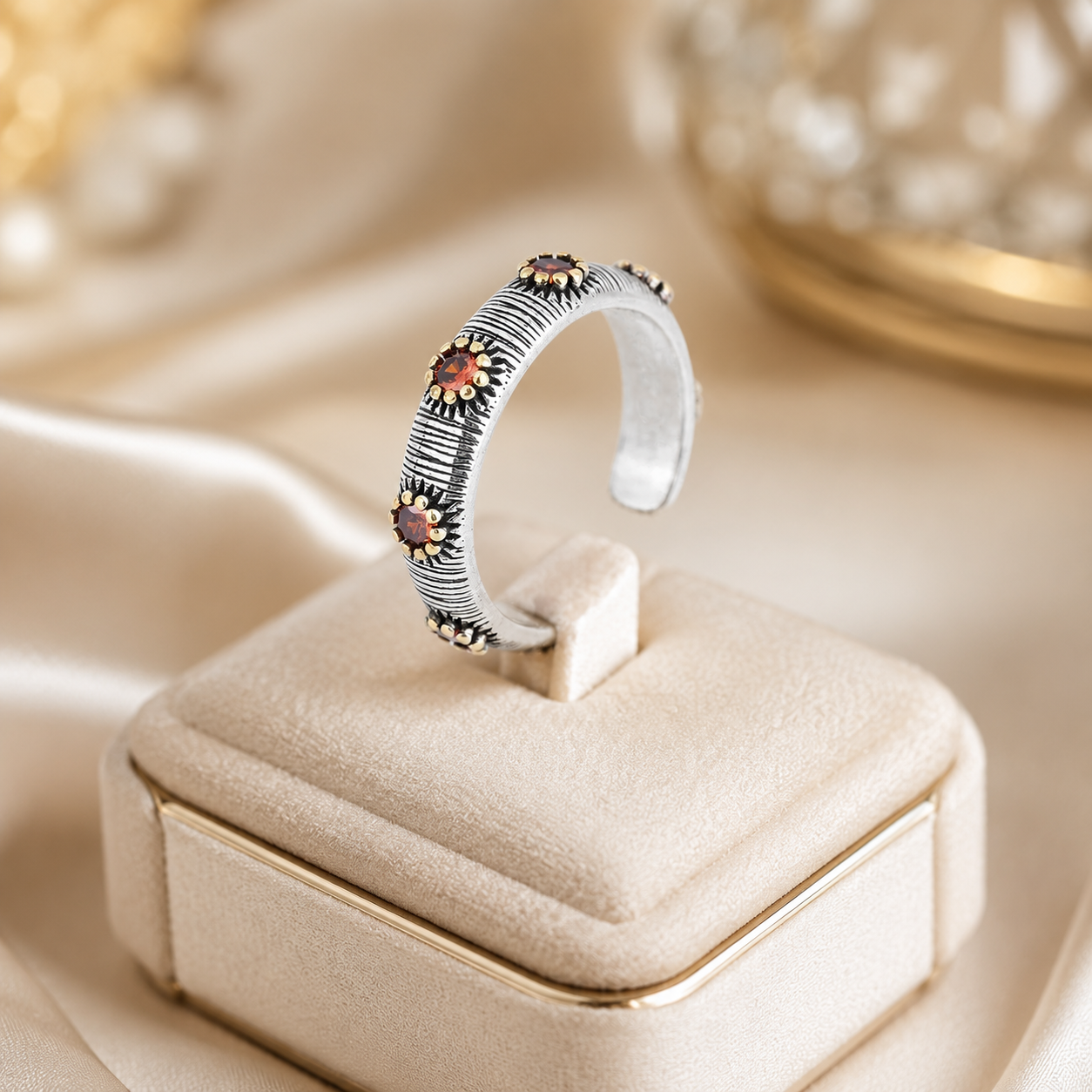 Bague fleur zircon argent 925