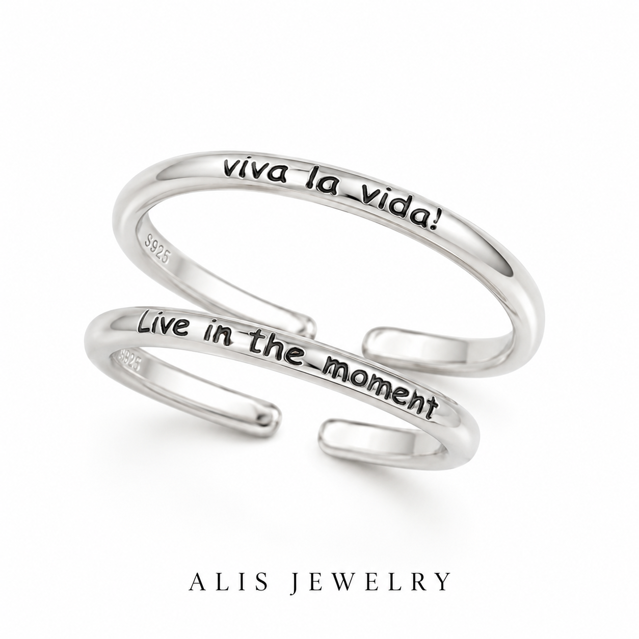 Bague lettre ajustable argent 925
