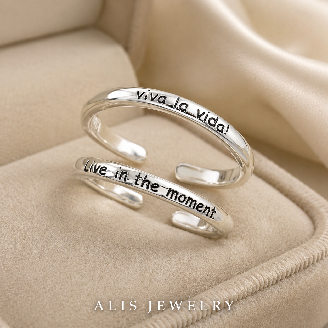 Bague lettre ajustable argent 925