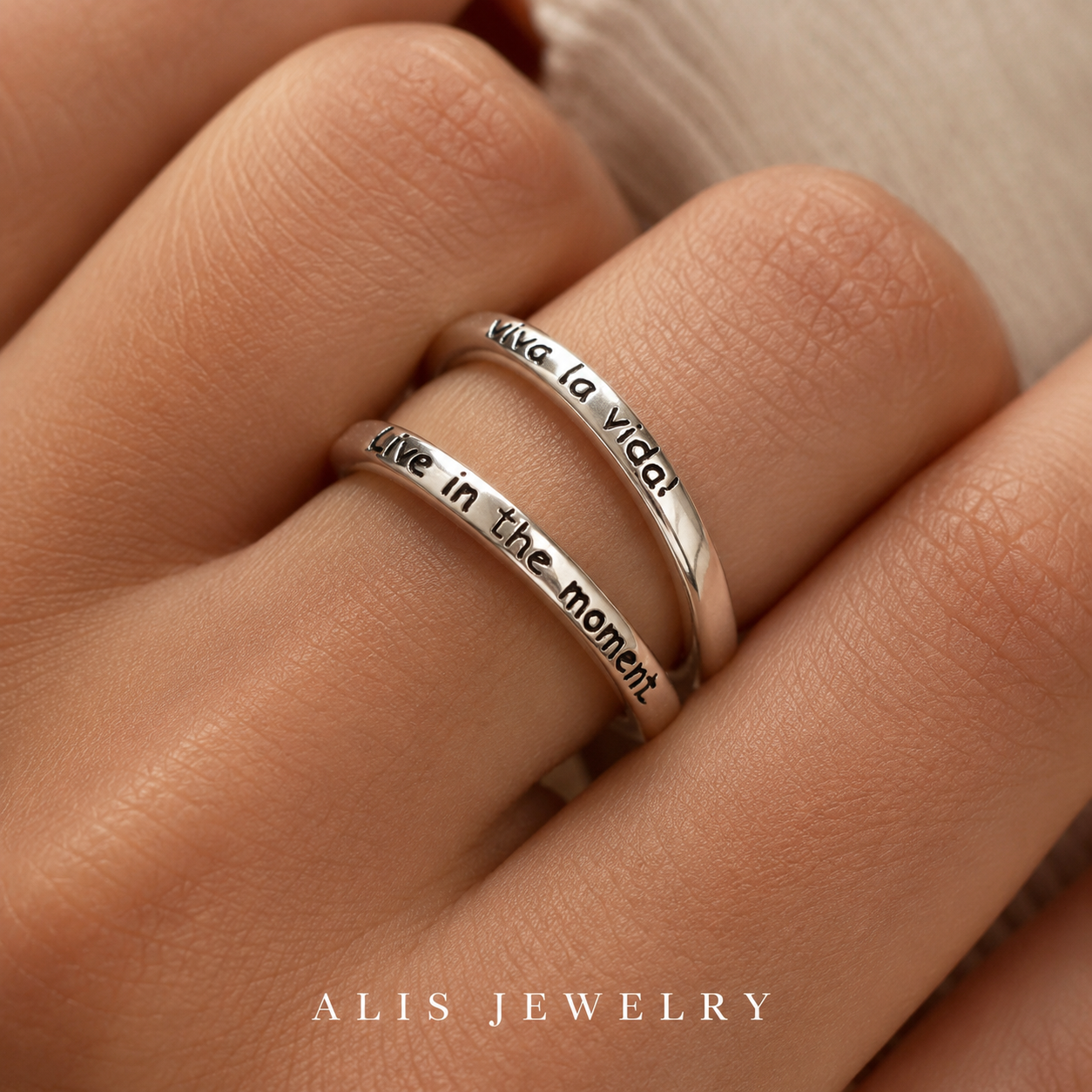 Bague lettre ajustable argent 925