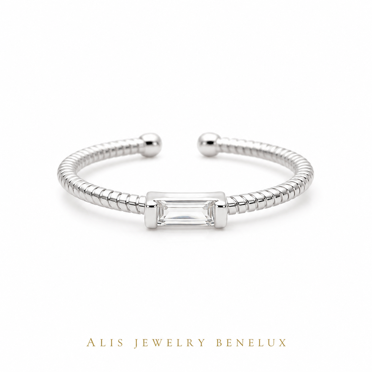 925 Silver Square Zircon Ring