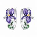 Boucles d'oreilles iris violet argent 925