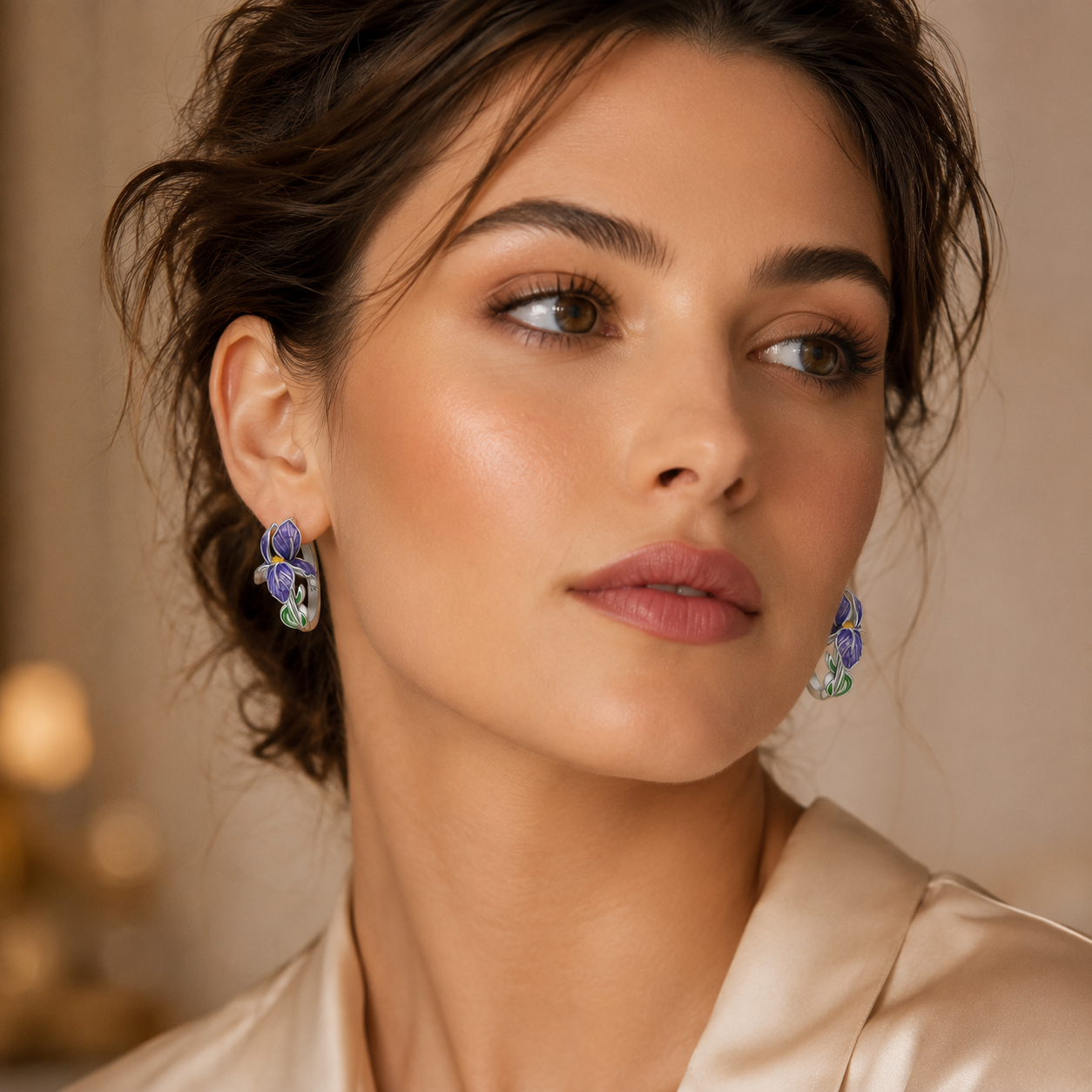 925 Silver Purple Iris Earrings
