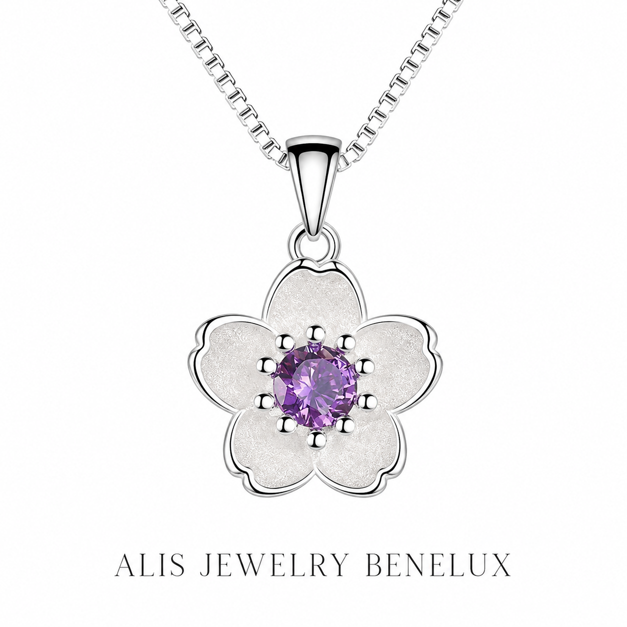 Collier fleur argent 925